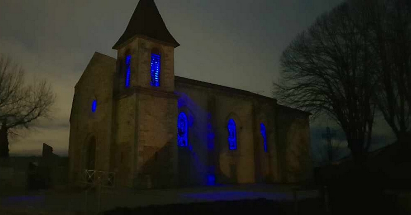 Illuminations et mises en lumière de l'église de Boé Village