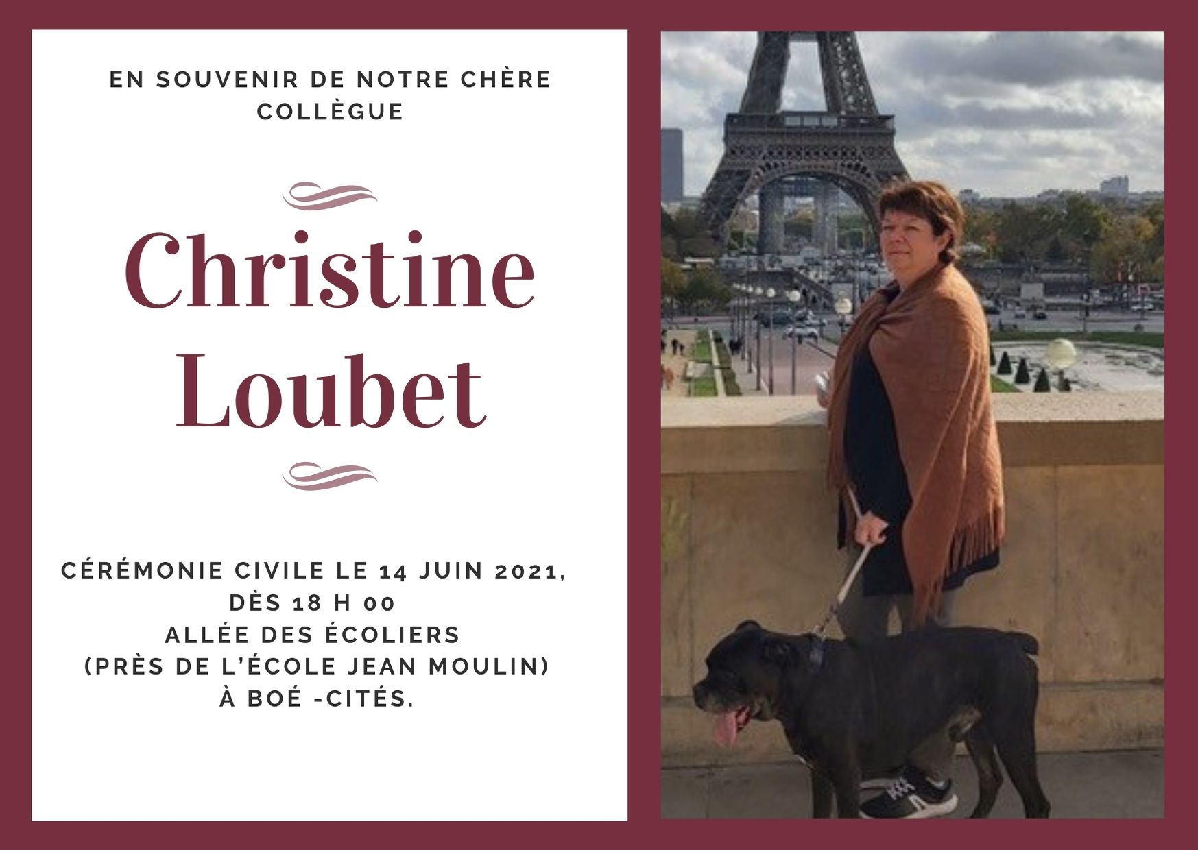 Dernières actualités - Cérémonie en hommage à Christine LOUBET