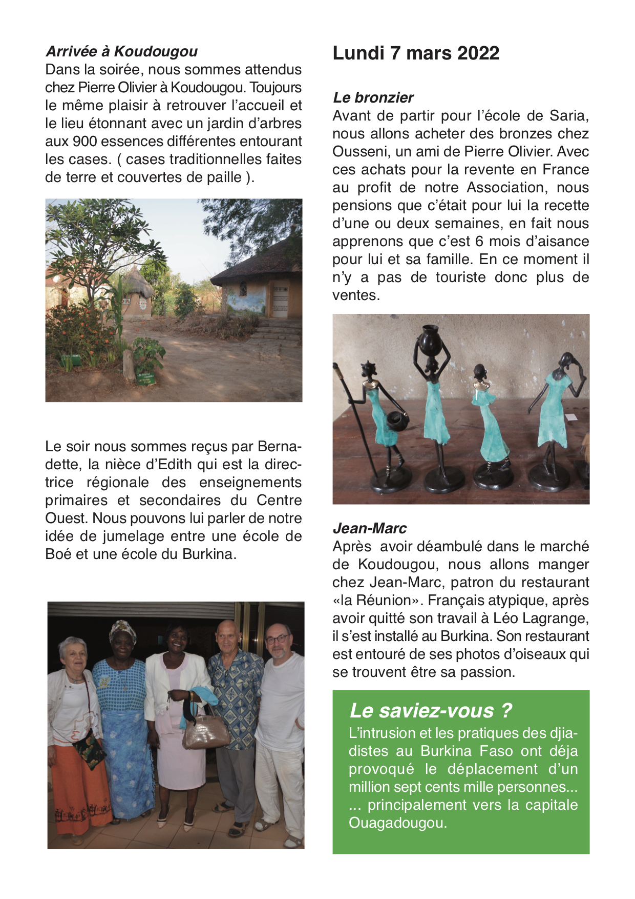 Journal de voyage au Burkina Faso - Dimanche 6 au lundi 7 mars 2022 - page 3
